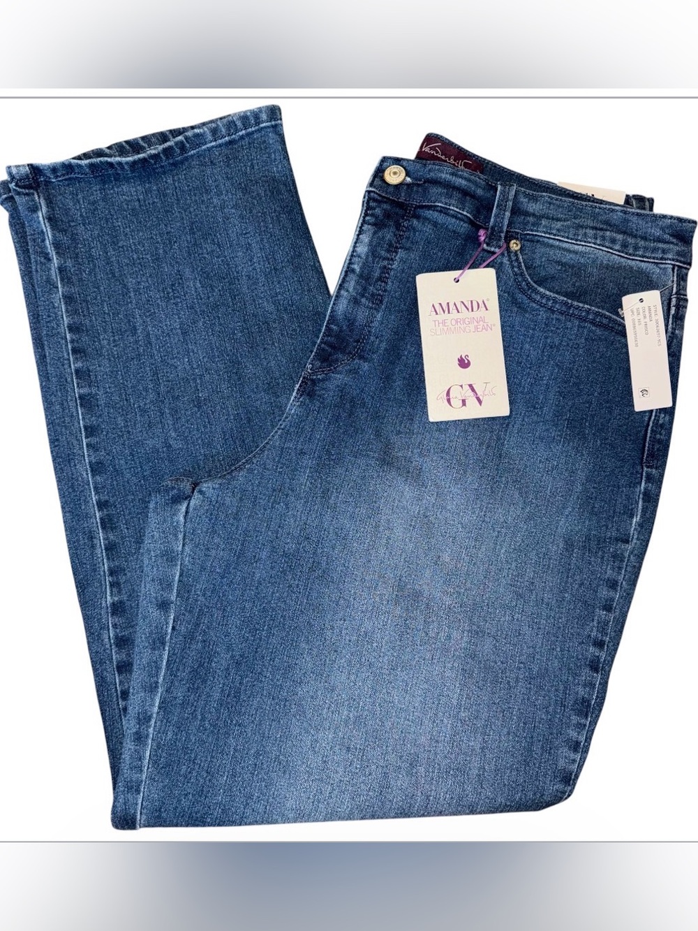 Gloria Vanderbilt Amanda Slimming Jeans 16S Frisco Blue Straight Leg NWT